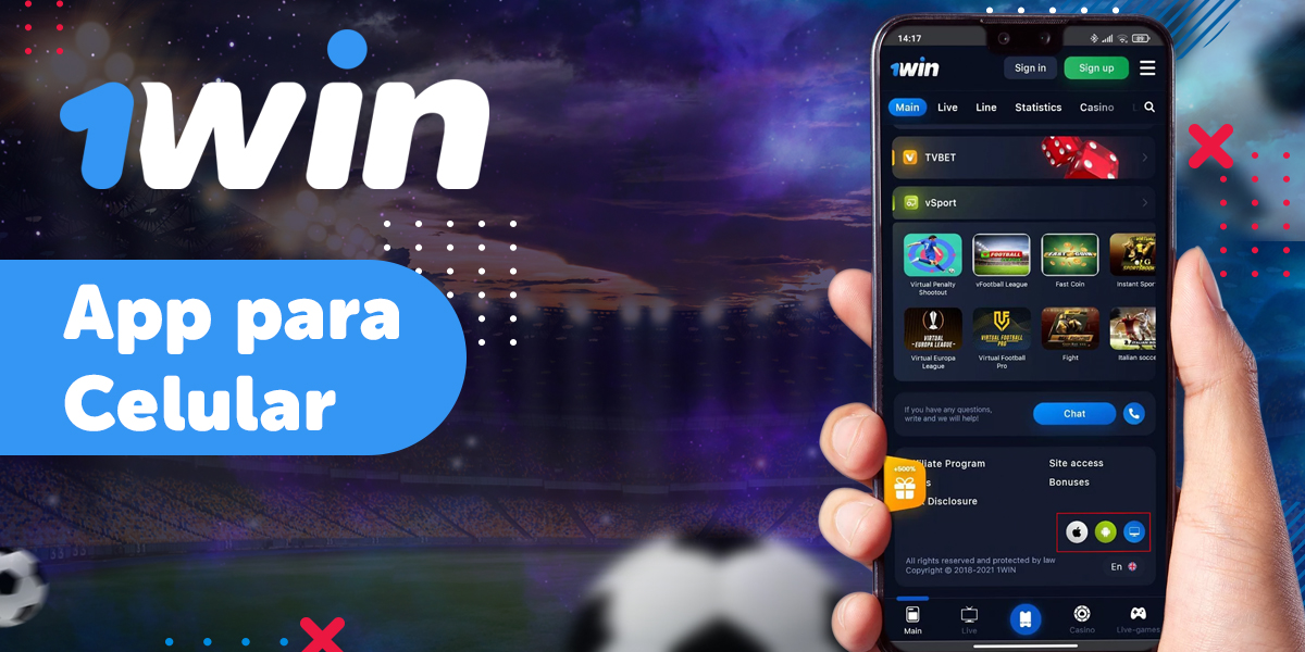 Baixe e instale o aplicativo m&oacute;vel 1win em seu dispositivo 