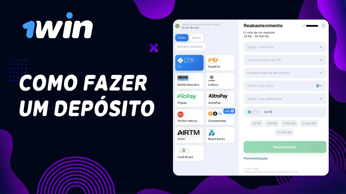 Quais métodos de depósito e valores estão disponíveis no site?