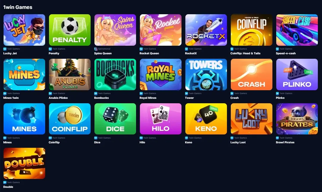 Procure o jogo certo na seção de jogos do 1win Casino