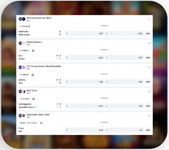 Mercado de apostas em partidas de cs2