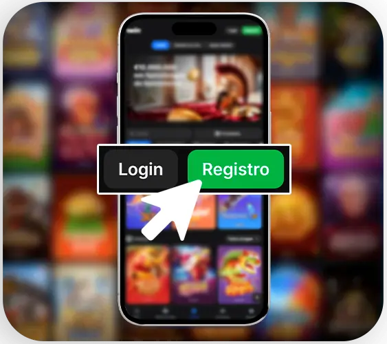 Botão para registrar sua conta nos jogos de cassino.