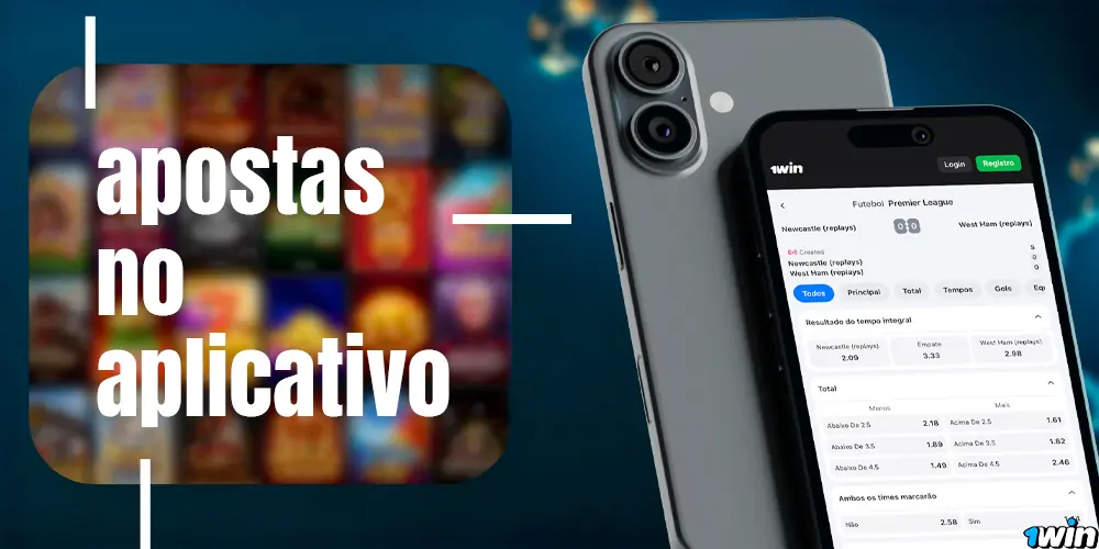Interface do app 1win de futebol em Android e iOS